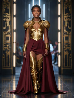 Warrior Goddess Costume, Gold Armor Dress, Goddess Warrior Outfit, Look Gatsby, Warrior Dress, Gold Armor, Armor Dress, Goddess Outfit, Fantasy Dresses