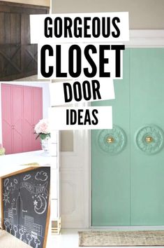 there is a collage of photos with the words gorgeous closet door ideas on it