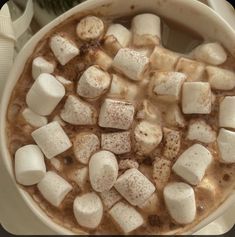 hot chocolate with marshmallows in a white bowl