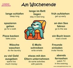 an animal sitting in a chair with the words am wochenende