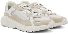 Low-top paneled ripstop, mesh, and suede sneakers in off-white and beige. · Bonded trim throughout · Lace-up closure · Logo bonded at padded tongue · Pull-loop at heel tab · Logo bonded at outer side · Mesh lining · Treaded rubber sole Supplier color: Open white Cream Mesh Sneakers For Light Sports, Functional Beige Sneakers With Vibram Sole, Sporty Cream Sneakers With Vented Sides, Beige Canvas Sneakers For Sports, Cream Sneakers With Laces For Outdoor, Outdoor Cream Sneakers With Laces, Cream Canvas Sneakers For Sports, Casual Cream Sneakers With Vented Sides, Functional Cream Sneakers For Outdoor