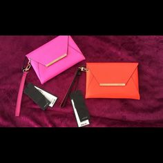 Selling Bcbg Max Azria Wristlets Party Wristlet With Wrist Strap, Chic Evening Wristlet With Wrist Strap, Chic Evening Wristlet, Bcbg Max Azria, Max Azria, Orange Pink, Pink Orange, Wristlets, Color Orange