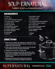 a menu for soup - enatural turkey soup with thanksgiving ingredients