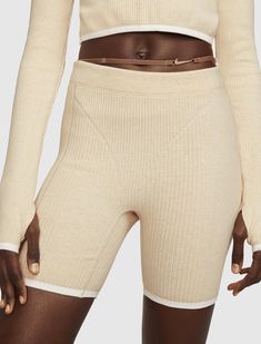 Jacquemus Shorts, Nike X Jacquemus, Nike Tights, Shorts Nike, Womens Tights, Shorts With Tights, Knit Shorts, Knitting Women, Nike Shorts