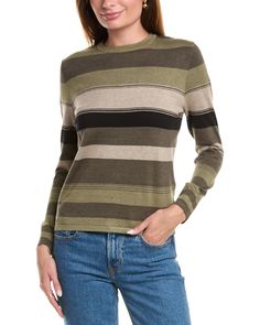 Yal New York Stripe Pullover Sweater1 Crewneck Design, Olive Color, Green Sweater, Knitwear Women, 8 M, Colorful Sweaters, Stripes Pattern, Pullover Sweater, Color Patterns