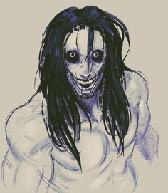 a drawing of a creepy looking man with long hair