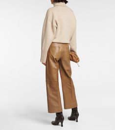 High Rise Wide Leg Leather Pants in Beige - Polo Ralph Lauren | Mytheresa Wide Leg Leather Pants, Ralph Lauren Leather, Ralph Lauren Pants, Nappa Leather, Polo Ralph, Leather Pants, Color Design, Polo Ralph Lauren, Top Brands