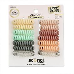 Secure a ponytail or topknot with plastic hair spirals. The pull and crease-free alternative to standard hair elastics! These coiled ponytail holder hair ties are designed with a firm hold that puts less pressure on hair, so you can wear it up for work or workouts, then let it down without any dents. Unisex style is great for teens and adults. With 7 pairs of spirals in a mix of matte and shiny pastels, every look you create will be on trend. Size: 1.18" diameter.  Color: Multicolor.  Age Group: Hair Spirals, Baby Hair Ties, Hair Tie Holder, Graduation Party Foods, Clear Hair, Party Foods, Ponytail Holder, Hair Elastics, Ponytail Holders