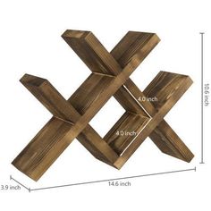 the wooden cross is shown with measurements for each piece, and it's size