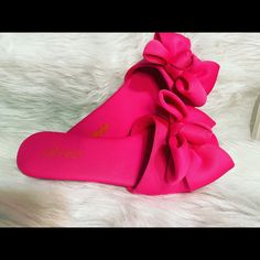 Linen Material. Bow Sandals. Stylish Sandals. Available In Pink Black & Oranges Pom Pom Sandals, Slip On Wedge Sandals, Purple Snake, Bling Sandals, Sweet Lips, Yellow Sandals, Lace Up High Heels, Ladies Sandals, Jeweled Sandals