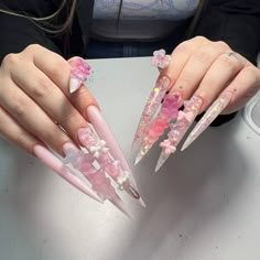 Long Pointy Nails, Cute Sanrio Nails, Nail Design Acrylic, Sanrio Nails, Sharp Nails, Diy Acrylic Nails, Cute Sanrio, Nail Care Routine