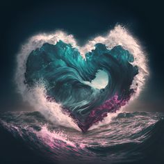 an ocean wave in the shape of a heart