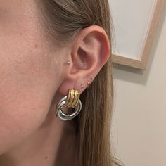 Big Gold Earrings New Without Tags Two Tone- Mixed Metal Big Gold Earrings, Duo Tone, Knot Stud Earrings, Knot Studs, Anthropologie Jewelry, Mixed Metals, Gold Earrings, Silver Gold, Gold Color