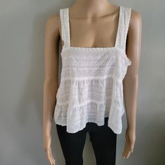 Nwot! Hyfve White Sleeveless Flowy Tank - 100% Cotton - Perforated Pattern Style - Size M Super Cute! Great For Summer! Fitted Sleeveless Daytime Blouse, Cotton Cami Tank Top For Daytime, Chic Cotton Tank Top For Daytime, Sleeveless Summer Blouse For Daytime, Casual Sleeveless Camisole For Daytime, Casual Sleeveless Blouse For Daytime, Sleeveless Summer Camisole For Daytime, Casual Sleeveless Tank Top For Daytime, Casual Sleeveless Daytime Top