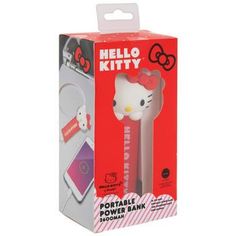 the hello kitty portable power bank is in its box with it's packaging open