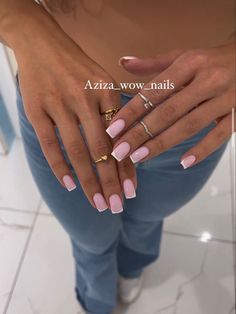 Natural Nails Acrylic Overlays, Spring Clean Nails, Pink Nails With French Tip, Pink Base French Nails, Biab French Tip, Rectangle Nails, French Nails Pink, Short Classy Nails, Neutral Nails Acrylic