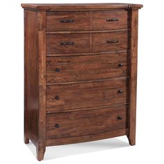 a wooden dresser with drawers on top of it