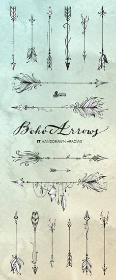 an old book cover with arrows and feathers on the front, in blue watercolor