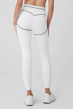 Hearts aren’t ready for the Airbrush High-Waist Heart Throb Legging. Designed with our signature cotton-y matte Airbrush fabric and contouring contrast stitching with sweetheart shaping in back, this elevated legging is dressed to impress for studios everywhere. Go for a full knockout look with a matching Airbrush Bra. White High Stretch Bottoms With Contoured Waistband, White Fitted Bottoms With Contoured Waistband, Fitted White Bottoms With Contoured Waistband, Fitted Athleisure Activewear With Contrast Trim, Sporty White Activewear With Contrast Trim, Chic Fitted Bottoms With Contrast Trim, Fitted Athleisure Bottoms With Contrast Trim, Heart Throb, Womens Black Pants