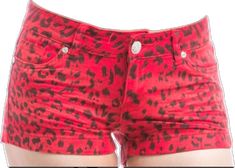 Trendy Leopard Print Shorts For Spring, Trendy Red High Waist Jean Shorts, Casual Red Fitted Jean Shorts, Fitted Red Jean Shorts, Casual Red Jean Shorts, Red Fitted Jean Shorts, Red Fitted Jean Shorts For Summer, Trendy Red Jean Shorts For Summer, Trendy Fitted Red Shorts