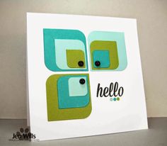 a close up of a greeting card with the words hello on it and an abstract design