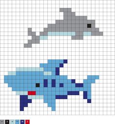 a cross - stitch pattern with an image of a shark