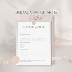 the bridal makeup artist's list is displayed in front of a white background