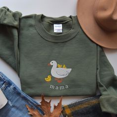 Mama Embroidered Sweatshirt, Cute Mama Goose Embroidery, Mama Crewneck, Mama and Kids Shirt, Mama and Babies Sweater, Mama and Chicks Crew - Etsy Cute Cotton Sweatshirt With Embroidered Logo, Family Matching Embroidered Long Sleeve Sweatshirt, Cute Green Cotton Sweater, Cute Cotton Sweatshirt With Custom Embroidery, Cute Cotton Sweater With Embroidered Logo, Family Matching Cotton Tops With Custom Embroidery, Mother's Day Embroidered Cotton Sweatshirt, Cute Cotton Sweatshirt With Embroidered Graphics, Family Matching Long Sleeve Cotton Sweatshirt