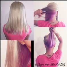 Blonde and pink hair @Exclusive Hair Skin And Body Blonde With Pops Of Color, Pink Hair Underneath Blonde, Mcbling Hairstyles, Blonde Platine, Blonde And Pink Hair, Blonde And Pink, Pink Hair Streaks, Two Color Hair, Hidden Hair Color