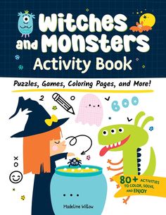 the book cover for witches and monsters activity book