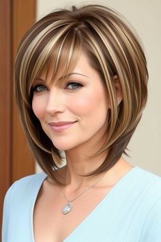 Highlights For Short Hair, Hair Cuts 2020, Chin Length Hairstyles, Blonde Layered Hair, Pixie Haircut Ideas, Chin Length Hair, Hairstyles For Women Over 50, Hair Color Light Brown, Light Hair Color