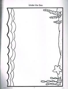 an image of under the sea coloring page with trees and waves on it in black and white