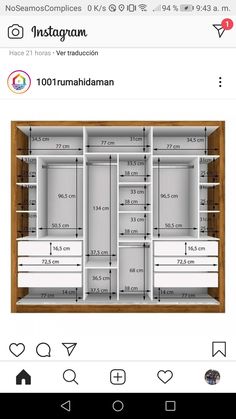 the instagram page on instagram com shows an image of a closet with drawers and shelves