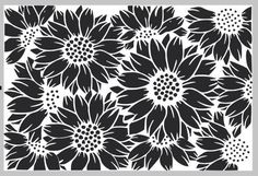 black and white flower stencil