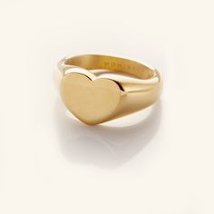 Heart Signet Ring - Nominal Classic Heart-shaped Signet Ring For Promise, Classic Heart Shaped Signet Promise Ring, Classic Heart-shaped Signet Promise Ring, Everyday Yellow Gold Heart Ring With Charm, Everyday Yellow Gold Heart Charm Ring, Modern Heart Ring For Valentine's Day Gift, Classic Everyday Heart Ring For Valentine's Day, Gold Heart Ring With Charm For Everyday, Everyday Gold Heart Ring With Heart Charm