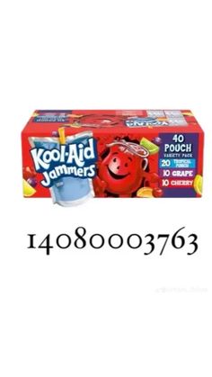 a box of kool aid jammers sitting on top of a table