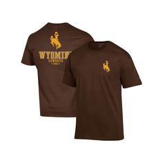 People coming or going will see your Wyoming Cowboys fandom when you wear this Stack 2-Hit T-shirt from Champion. It features the Wyoming Cowboys logo on the front and team graphics printed on the back. Additionally, the cotton material provides a comfortable feel.People coming or going will see your Wyoming Cowboys fandom when you wear this Stack 2-Hit T-shirt from Champion. It features the Wyoming Cowboys logo on the front and team graphics printed on the back. Additionally, the cotton materia Collegiate Cotton T-shirt For Fan Events, Brown Crew Neck T-shirt With Logo Print, Brown Graphic Tee With Logo Print, Crew Neck T-shirt With Logo For Fan Conventions, Logo Print Crew Neck T-shirt For Fan Conventions, Pre-shrunk Brown Crew Neck T-shirt, Brown Pre-shrunk Graphic Tee T-shirt, Brown Pre-shrunk Graphic Tee, Brown Pre-shrunk Crew Neck T-shirt