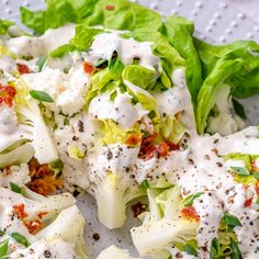 lettuce and cheese salad on a plate with dressing