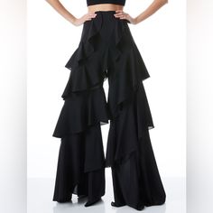 Brand New With Tags. Organza Pants, Black Strapless Jumpsuit, Latest Designer Dresses, High Low Gown, Pleated Jumpsuit, Ruffle Pants, Upcycle Jeans, Fun Pants, Ballroom Dress