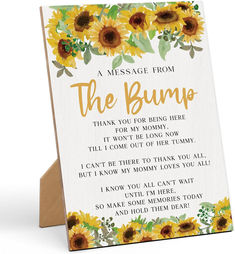 a sunflower poem on a card with the message from the bumpp