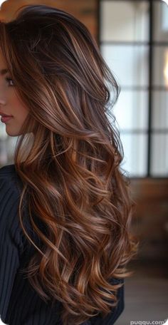 Amber Chestnut Hair, Balyage Brunette, Striped Highlights, Brown Hair Balayage Ideas, Hair Highlights For Dark Hair, Reddish Brown Hair With Highlights, Autumn Hair Colours, Hair Balayage Ideas, Summer Hair Styles