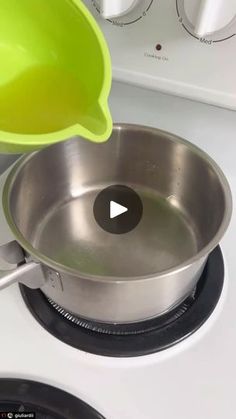 a pan is being used to cook food on the stove