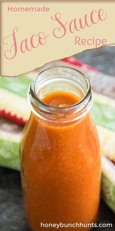 homemade jaco sauce recipe in a glass jar with the title overlay above it