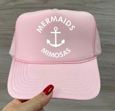 Choose from one of these fun summer colors and hit the beach with our Mermaids & Mimosas trucker hats! TAT: 7-10 business days Pink Summer Trucker Hat, Fun Summer Trucker Hat, One Size Fits Most, Fun Summer Trucker Hat One Size Fits Most, Fun Summer Trucker Hat, Pink Summer Trucker Hat For Beach, Pink Trucker Hat For Summer Beach, Green Summer Trucker Hat For Beach, Summer Green Trucker Hat For Beach, Green Trucker Hat For Beach And Summer