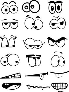 an image of cartoon eyes with different shapes and sizes on them, all drawn in one line