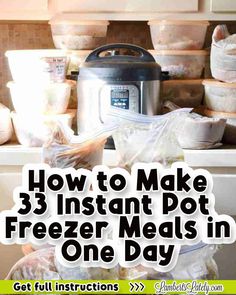 the words how to make 3 instant pot freezer meals in one day are shown