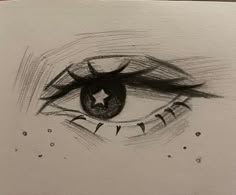 a pencil drawing of an eye with stars on the outside of its iris's eyes