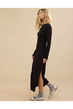 Cozy & stretchy Real Soft ribbed fabric/Low back deets/Accessibility deets: wide neck & over-the-head access for easier on/off! Aerie Clothing, Dermatology, Ribbed Fabric, Low Back, On Off, Dress Accessories, Women's Jeans, Dress Skirt, American Eagle Outfitters