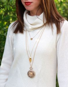 How to Accessorize a Turtleneck | Necklace For Turtleneck Sweater, How To Wear A Necklace With A Turtleneck, Turtleneck Jewelry Outfit, How To Wear Necklaces With Turtlenecks, Jewelry For Turtleneck, Necklace With Turtleneck Sweaters, Necklaces For Turtlenecks, Necklace On Turtleneck