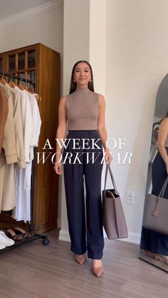 ft @lilysilk • Cold Outfits Work, Classy Business Professional Outfits, Classic Modern Work Outfits, Spring Office Outfits Women 2024, Sleeveless Business Casual, Pre Fall Work Outfits, Chic Business Casual Summer, First Day Of Office Job Outfit, One Item Multiple Outfits